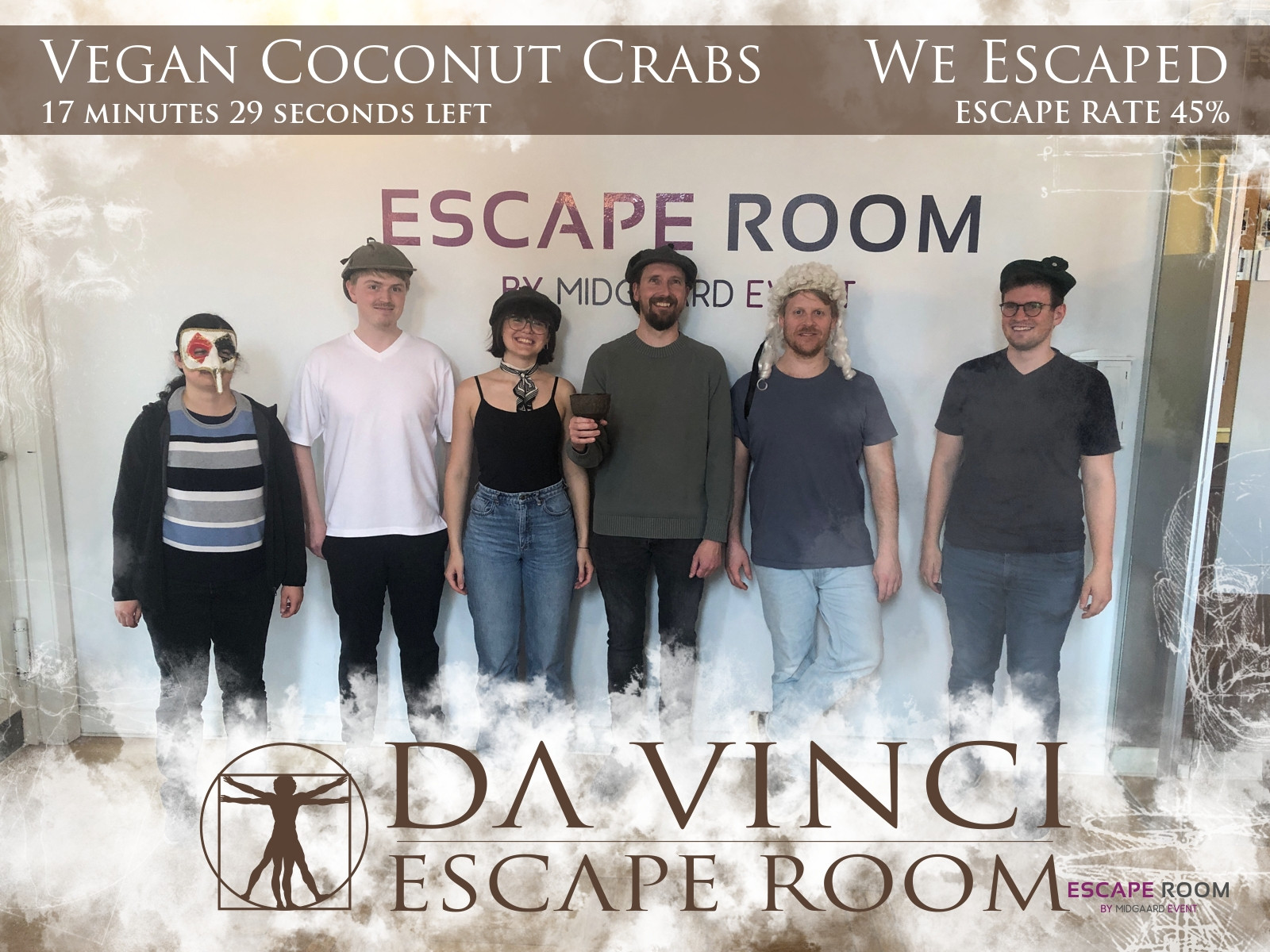 We escaped the Da Vinci room with 17 minutes and 29 seconds left